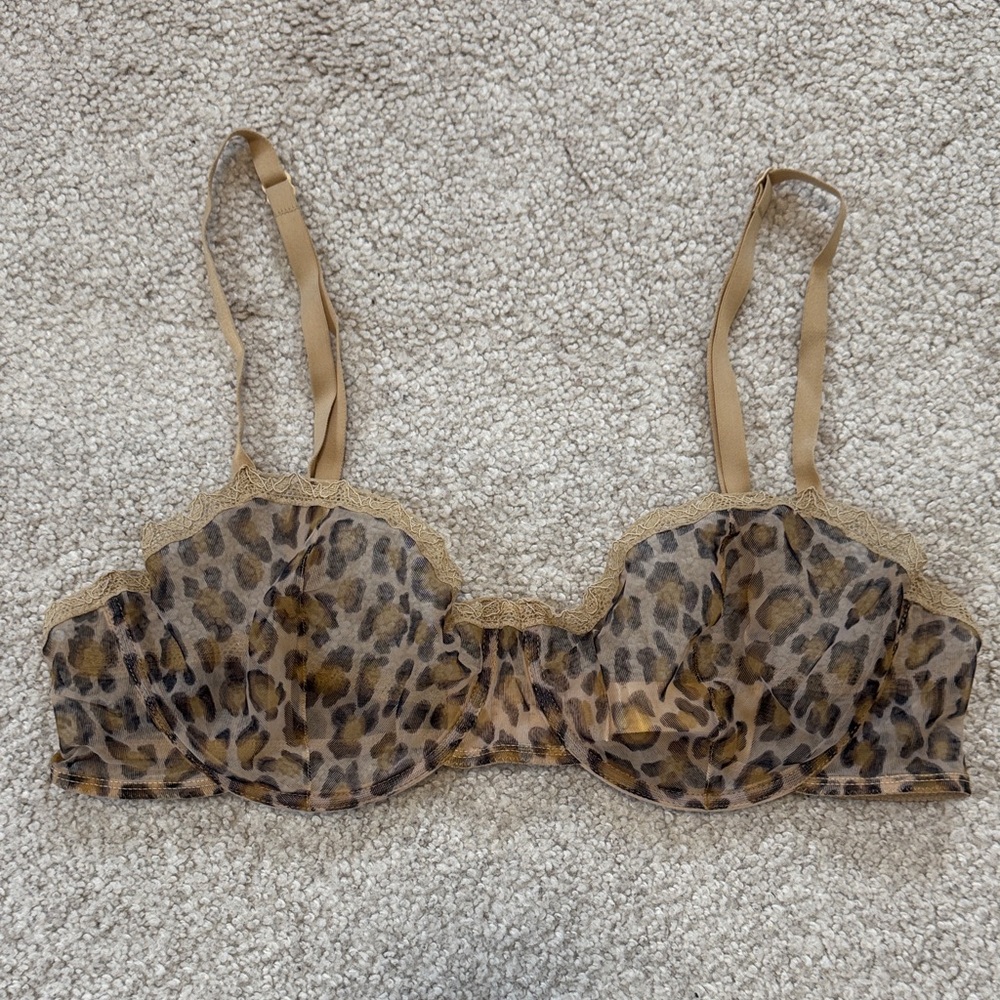 ERES Made in France Unlined Mesh Bra Leopard Print 36C